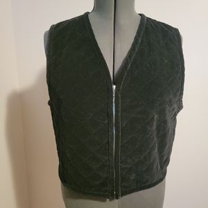 Talbots Quilted Suede Zipped Vest